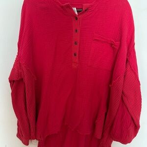 Zenana Outfitters Red Button-Down Shirt